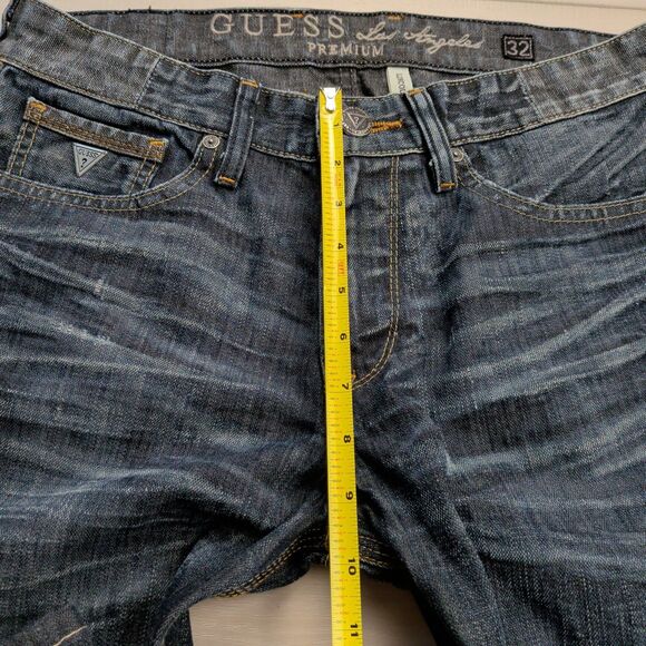 Guess Premium Jeans Mens 32x30 Lincoln Slim Straight Blue Denim - Picture 9 of 14